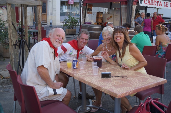 The Saysells and Lesley enjoying a sangria at Beziers Feria